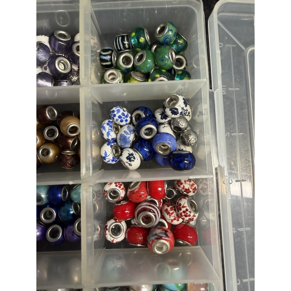 Large Collection of Assorted European-Style Glass Charm Beads Jewelry Maker Lot - Picture 7 of 7